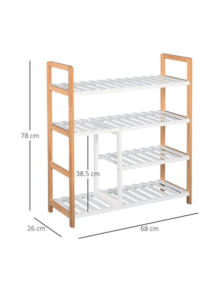 HOMCOM 4 Tier Shoe Racks Storage Stand, Shelf Organizer, Brown and White 837-091 - pic 25253 | FastDaddyshop