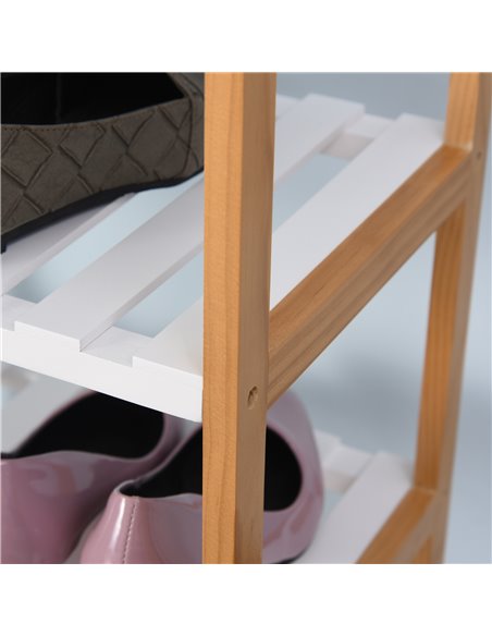 HOMCOM 4 Tier Shoe Racks Storage Stand, Shelf Organizer, Brown and White 837-091 - pic 25254 | FastDaddyshop