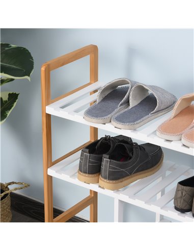 HOMCOM 4 Tier Shoe Racks Storage Stand Shelf Organizer Wood Frame 78 x 68 x 26 cm Hallway Furniture