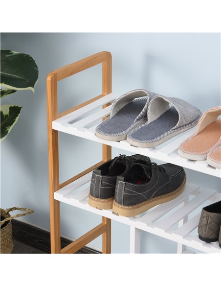 HOMCOM 4 Tier Shoe Racks Storage Stand Shelf Organizer Wood Frame 78 x 68 x 26 cm Hallway Furniture - pic 25257 | FastDaddyshop