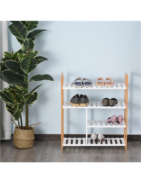 HOMCOM 4 Tier Shoe Racks Storage Stand Shelf Organizer Wood Frame 78 x 68 x 26 cm Hallway Furniture - pic 25259 | FastDaddyshop