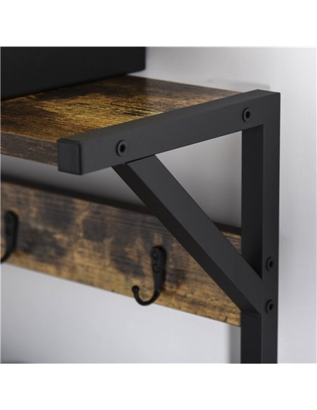 HOMCOM Coat Rack Stand Shoe Storage Bench with 9 Hooks Shelves for Bedroom Living Room Entryway Brown and Black 180cm - pic 25268 | FastDaddyshop