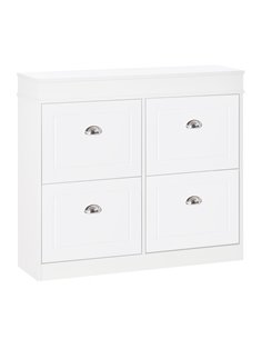 HOMCOM Hall Shoe Cabinet with 4 Flip Drawers with Adjustable Shelf, White 837-140