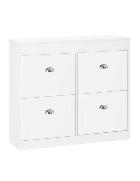 HOMCOM Hall Shoe Cabinet with 4 Flip Drawers with Adjustable Shelf, White 837-140 - pic 25269 | FastDaddyshop