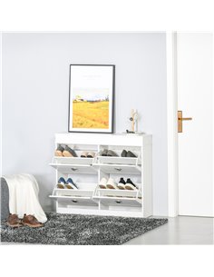 HOMCOM Hall Shoe Cabinet with 4 Flip Drawers with Adjustable Shelf, White 837-140 2