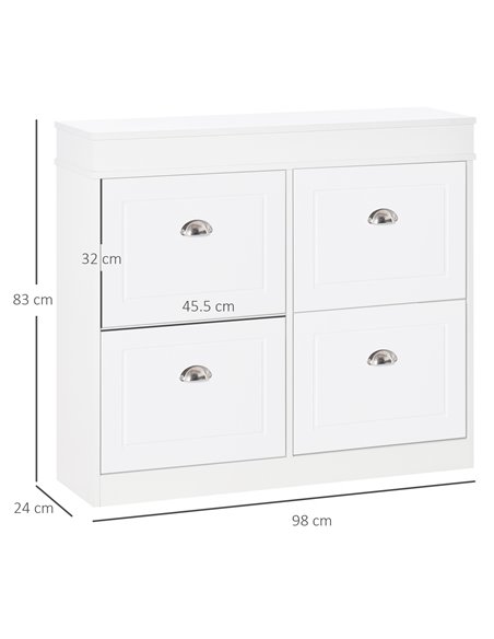 HOMCOM Hall Shoe Cabinet with 4 Flip Drawers with Adjustable Shelf, White 837-140 - pic 25271 | FastDaddyshop