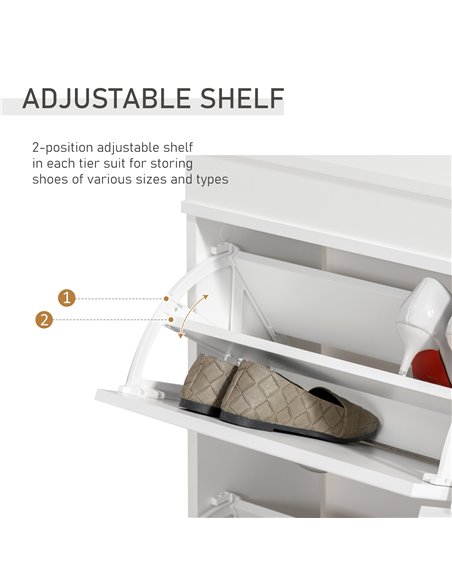 HOMCOM Hall Shoe Cabinet with 4 Flip Drawers with Adjustable Shelf, White 837-140 - pic 25272 | FastDaddyshop
