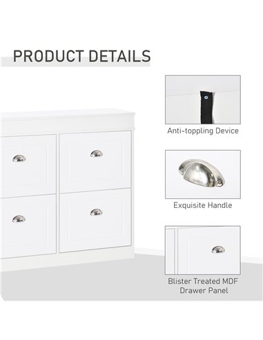 HOMCOM Shoe Cabinet with 4 Flip Drawers Wood Tipping Bucket Narrow Storage Cupboard with Adjustable Shelf Hall Organizer for Ent