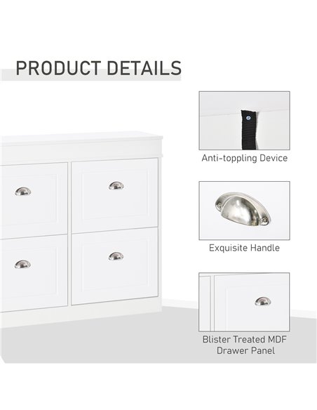 HOMCOM Shoe Cabinet with 4 Flip Drawers Wood Tipping Bucket Narrow Storage Cupboard with Adjustable Shelf Hall Organizer for Ent - pic 25274 | FastDaddyshop