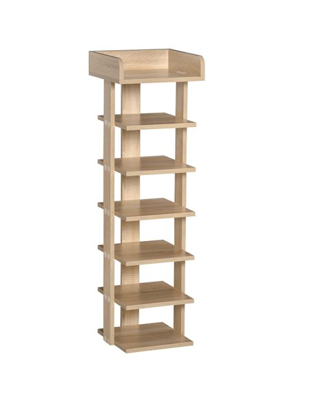 HOMCOM 7 Tier Shoe Rack Organizer, Storage Shelf, Oak 837-163 - pic 25296 | FastDaddyshop