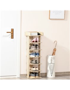 HOMCOM 7 Tier Shoe Rack Organizer, Storage Shelf, Oak 837-163 2