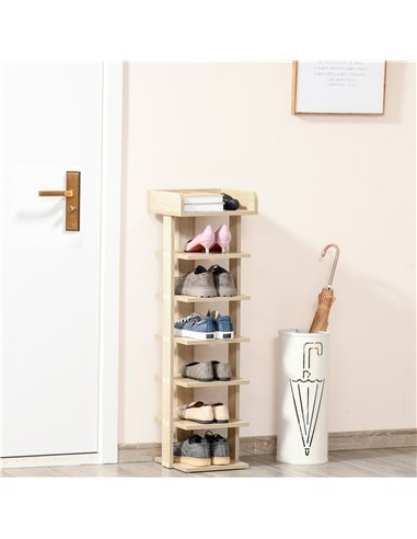 HOMCOM 7 Tier Shoe Rack Organizer, Storage Shelf, Oak 837-163