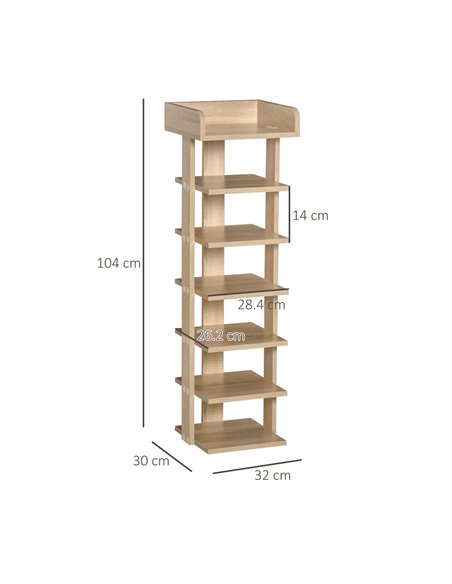HOMCOM 7 Tier Shoe Rack Organizer, Storage Shelf, Oak 837-163 - pic 25298 | FastDaddyshop