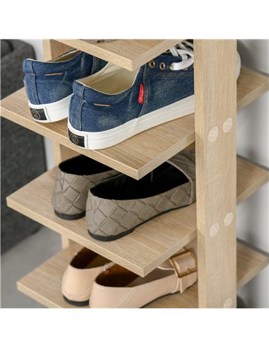HOMCOM 7 Tier Shoe Rack Organizer Storage Shelf Wooden Display Cabinet for Entryway Living Room Bedroom Oak