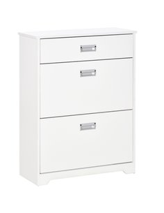 HOMCOM Tipping Shoe Cabinet, Storage Rack with 2 Pull-Down Doors, Drawer, White 837-141