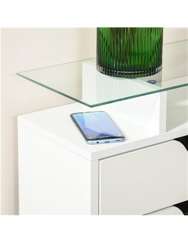 HOMCOM Shoe Cabinet with 3 Drawers, Glass Top, Capacity for 14 Pairs, White 837-164WT