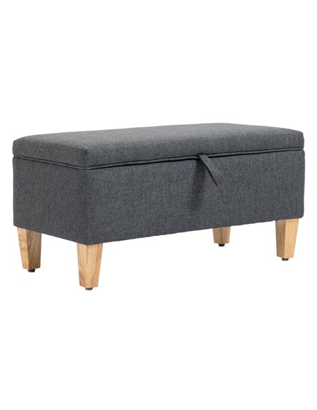 HOMCOM Storage Ottoman, Padded Footstool with Rubberwood Legs, Grey 838-200 - pic 25332 | FastDaddyshop