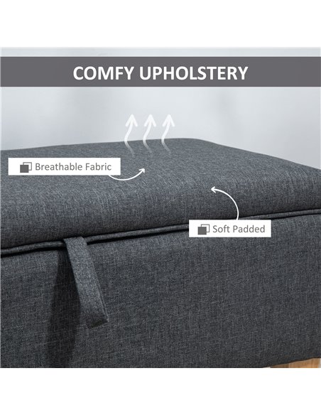 HOMCOM Linen Storage Ottoman Padded Footstool with Rubberwood Legs Ideal for Toy Box, Bed End, Shoe Bench, Seating - pic 25336 | FastDaddyshop