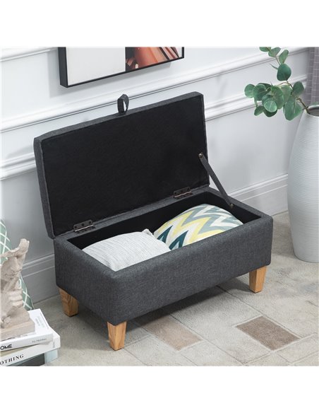 HOMCOM Linen Storage Ottoman Padded Footstool with Rubberwood Legs Ideal for Toy Box, Bed End, Shoe Bench, Seating - pic 25338 | FastDaddyshop