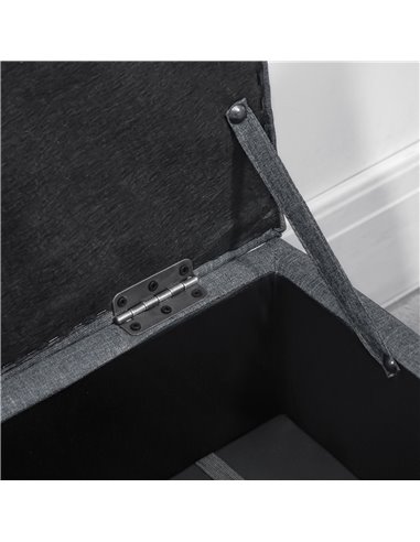 HOMCOM Linen Storage Ottoman Padded Footstool with Rubberwood Legs Ideal for Toy Box, Bed End, Shoe Bench, Seating