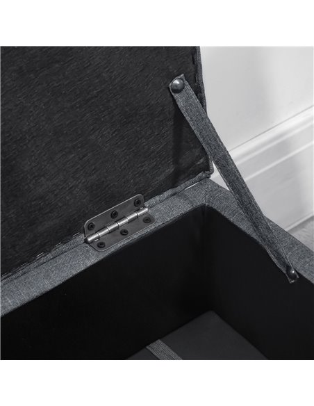HOMCOM Linen Storage Ottoman Padded Footstool with Rubberwood Legs Ideal for Toy Box, Bed End, Shoe Bench, Seating - pic 25339 | FastDaddyshop