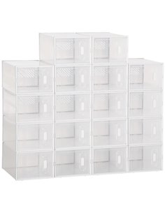 HOMCOM Portable Shoe Storage Cabinet for UK/EU Size up to 43, Clear and White, 850-173V01