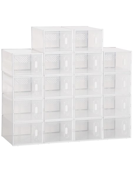 HOMCOM Portable Shoe Storage Cabinet for UK/EU Size up to 43, Clear and White, 850-173V01 - pic 25386 | FastDaddyshop
