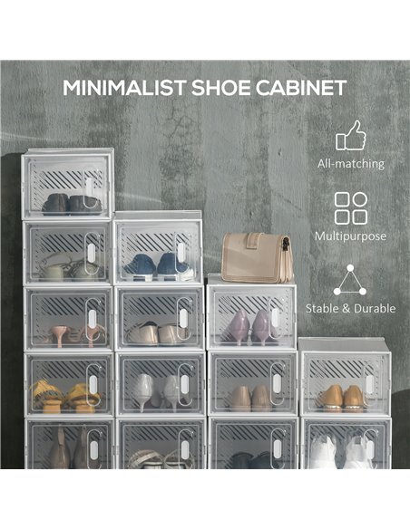 HOMCOM Portable Shoe Storage Cabinet for UK/EU Size up to 43, Clear and White, 850-173V01 - pic 25389 | FastDaddyshop