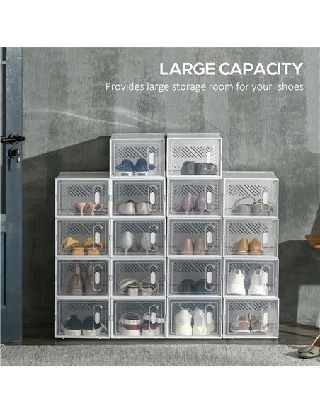 HOMCOM Portable Shoe Storage Cabinet for UK/EU Size up to 43, Clear and White, 850-173V01 - pic 25390 | FastDaddyshop