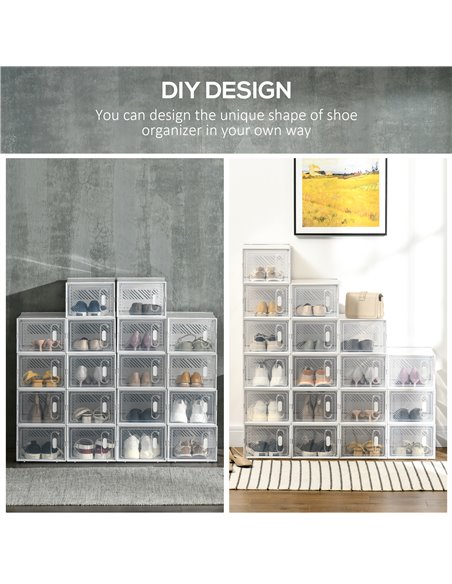 HOMCOM Portable Shoe Storage Cabinet for UK/EU Size up to 43, Clear and White, 850-173V01 - pic 25391 | FastDaddyshop