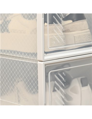 HOMCOM Portable Shoe Storage Cabinet for UK/EU Size up to 43, Clear and White, 850-173V01