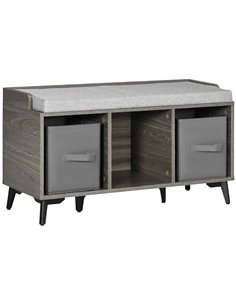 HOMCOM Upholstered Shoe Bench with Storage, Grey 837-279V70GY