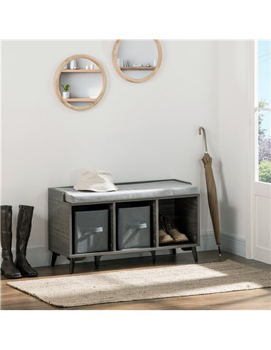 HOMCOM Upholstered Shoe Bench with Storage, Grey 837-279V70GY