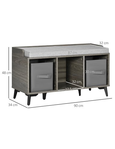 HOMCOM Upholstered Shoe Bench with Storage, Grey 837-279V70GY