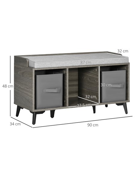 HOMCOM Upholstered Shoe Bench with Storage, Grey 837-279V70GY - pic 25415 | FastDaddyshop