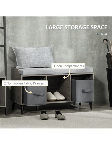 HOMCOM Upholstered Shoe Bench with Storage, Grey 837-279V70GY