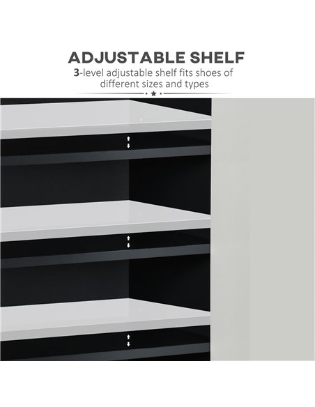 HOMCOM Hallway Shoe Cupboard Storage Organizer for 15 Pairs of Shoes, Grey 837-294V00GY - pic 25426 | FastDaddyshop