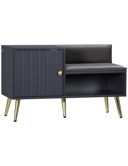HOMCOM Shoe Bench with Storage, Shoe Cabinet with Seating Cushion, Grey 837-297V71GY - pic 25431 | FastDaddyshop