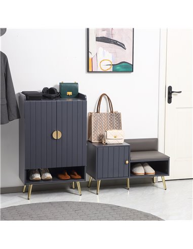 HOMCOM Shoe Bench with Storage, Shoe Cabinet with Seating Cushion, Grey 837-297V71GY