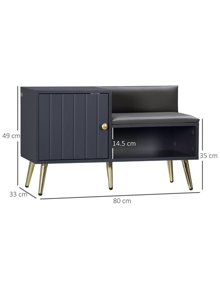 HOMCOM Shoe Bench with Storage, Shoe Cabinet with Seating Cushion, Grey 837-297V71GY - pic 25433 | FastDaddyshop