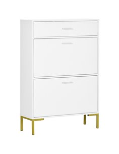 HOMCOM Shoe Cabinet with 2 Flip Doors, Drawer for 12 Pairs of Shoes, White 837-233GD