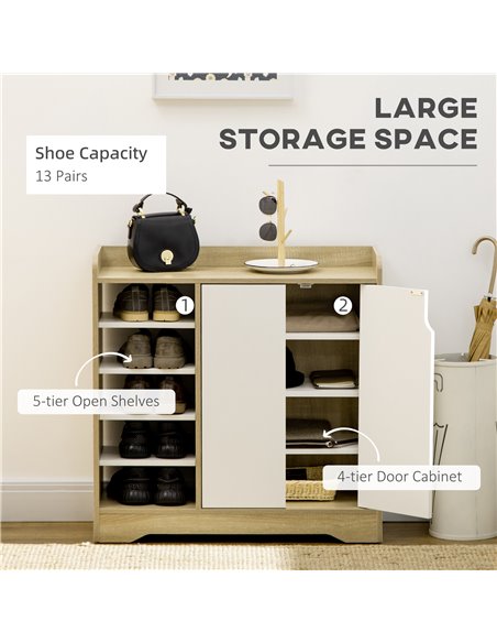 HOMCOM 13 Pair Shoe Storage Organizer for Natural and White 837-311V00ND - pic 25452 | FastDaddyshop