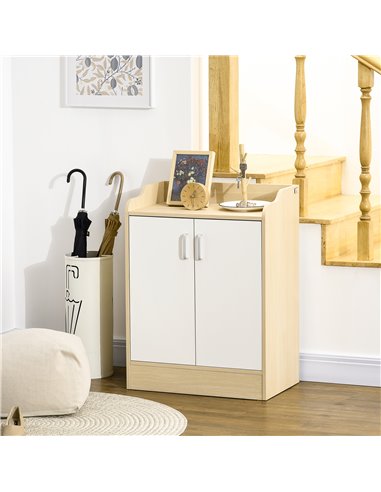 HOMCOM 2 Door Shoe Storage Cabinet for 9 pairs of shoes, Natural Wood 837-321V00ND