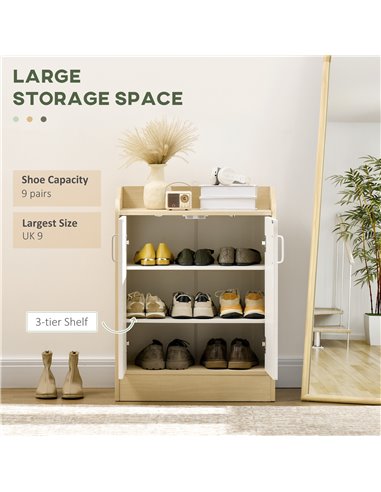 HOMCOM 2 Door Shoe Storage Cabinet for 9 pairs of shoes, Natural Wood 837-321V00ND