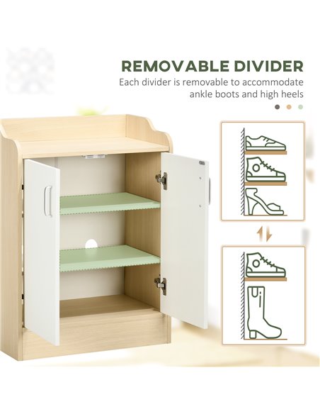 HOMCOM 2 Door Shoe Storage Cabinet for 9 pairs of shoes, Natural Wood 837-321V00ND - pic 25462 | FastDaddyshop