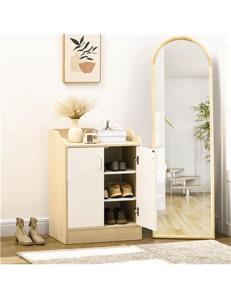HOMCOM 2 Door Shoe Storage Cabinet for 9 pairs of shoes, Natural Wood 837-321V00ND - pic 25464 | FastDaddyshop