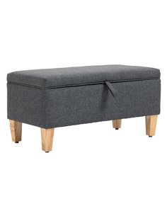HOMCOM Shoe Storage Ottoman with Rubberwood Legs, Dark Grey 838-200V70CG