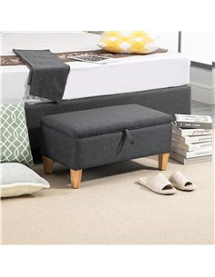 HOMCOM Shoe Storage Ottoman with Rubberwood Legs, Dark Grey 838-200V70CG 2