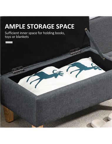 HOMCOM Shoe Storage Ottoman with Rubberwood Legs, Dark Grey 838-200V70CG