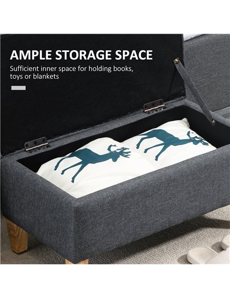 HOMCOM Shoe Storage Ottoman with Rubberwood Legs, Dark Grey 838-200V70CG - pic 25470 | FastDaddyshop